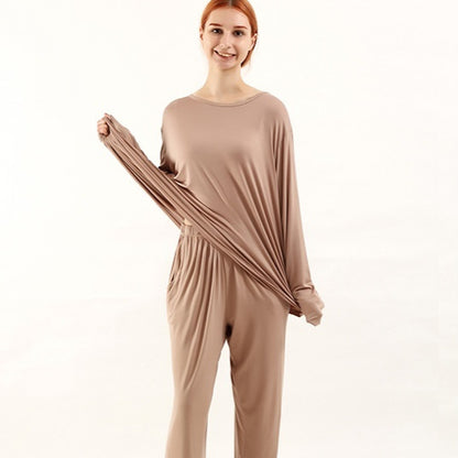 Loose High Elastic Bamboo Fiber High Quality Home Long-sleeved Trousers Suit