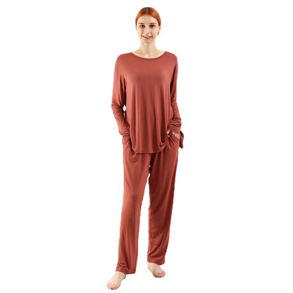 Loose High Elastic Bamboo Fiber High Quality Home Long-sleeved Trousers Suit