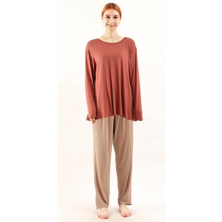 Loose High Elastic Bamboo Fiber High Quality Home Long-sleeved Trousers Suit