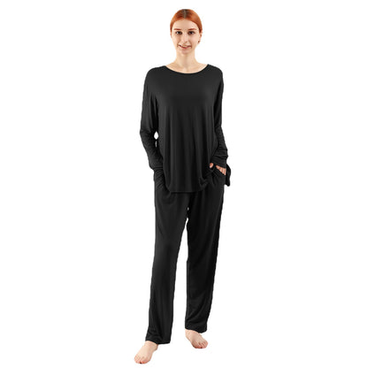 Loose High Elastic Bamboo Fiber High Quality Home Long-sleeved Trousers Suit