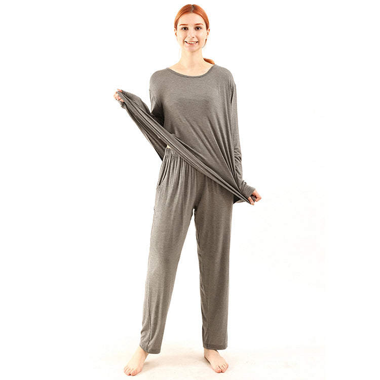 Loose High Elastic Bamboo Fiber High Quality Home Long-sleeved Trousers Suit
