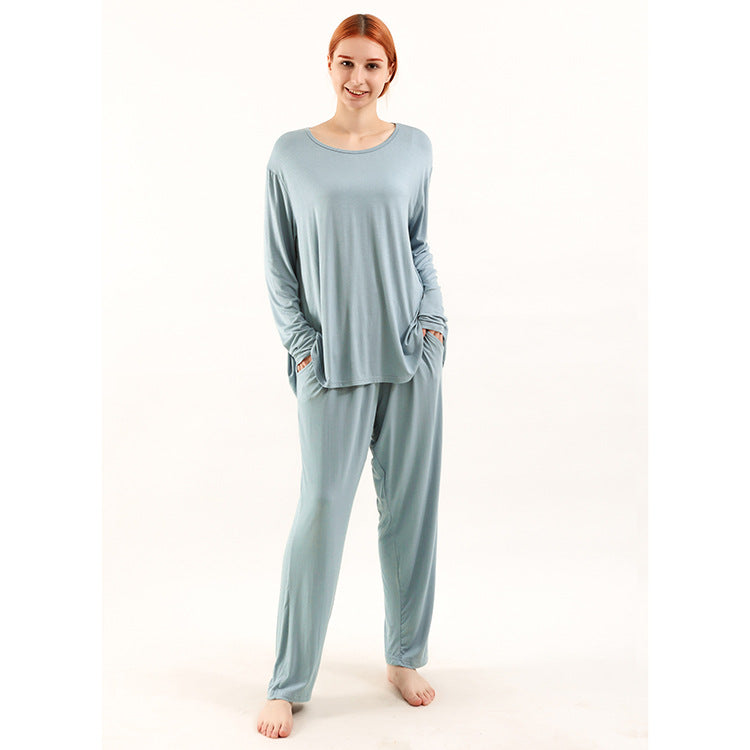Loose High Elastic Bamboo Fiber High Quality Home Long-sleeved Trousers Suit