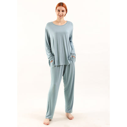 Loose High Elastic Bamboo Fiber High Quality Home Long-sleeved Trousers Suit